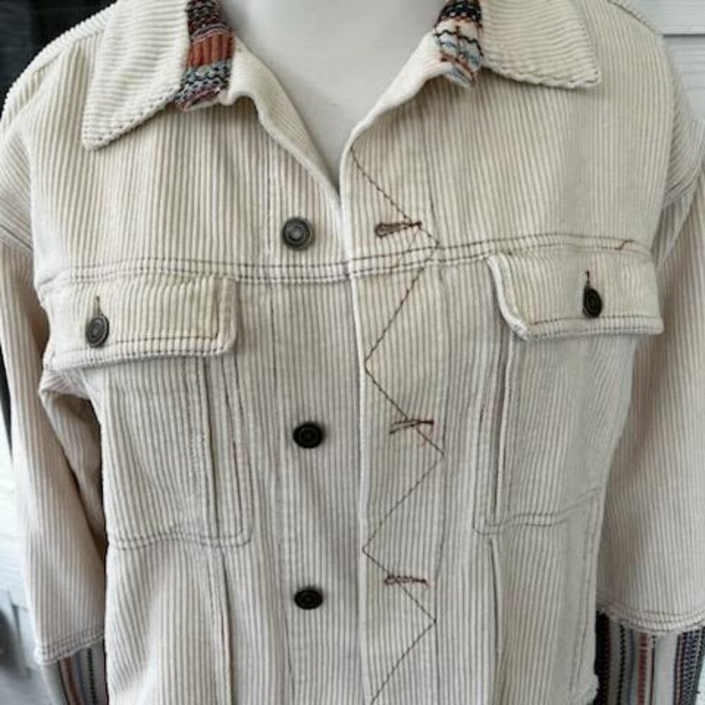 Gimmicks Shacket Women's XL Cotton Stitched Navajo Southwestern Plaid Frayed - Picture 3 of 8